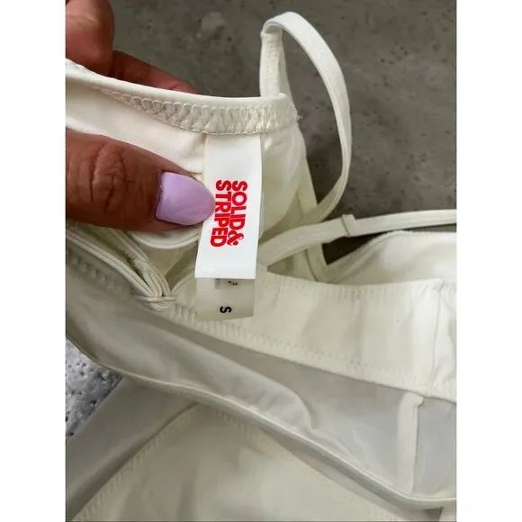 Solid & Striped Mesh Bikini Set | Ivory in Small - Picture 4 of 6